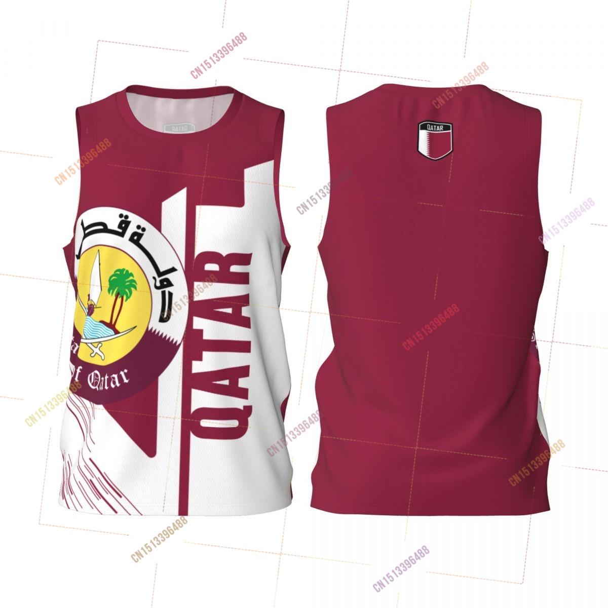 3D Printing Qatar - Camisetas esportivas com a bandeira 3D